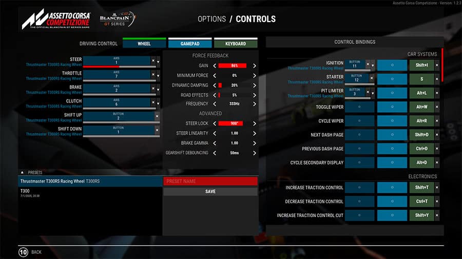 ACC Wheel Settings