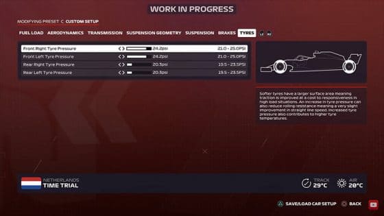 F1 2020 Tyre Pressure Setup Guide