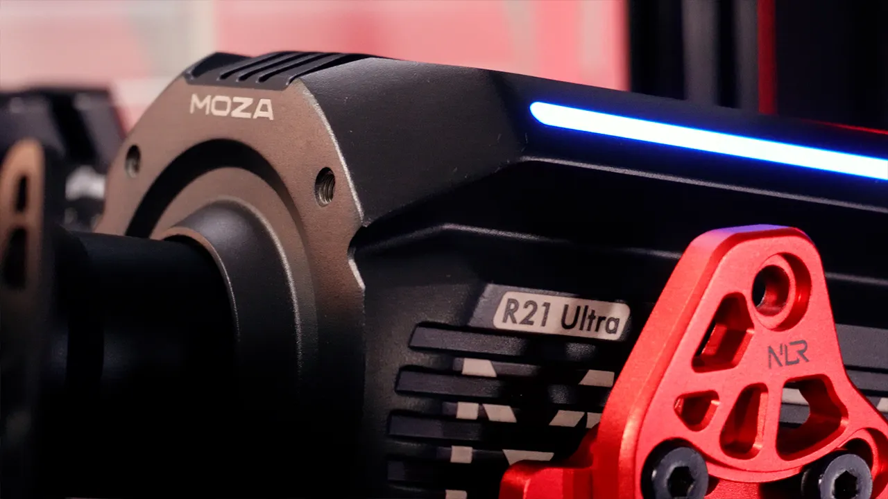 MOZA R21 Ultra wheel base mounted to sim rig