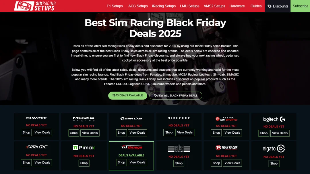 Sim Racing Setups Black Friday Deals Tracker 2025