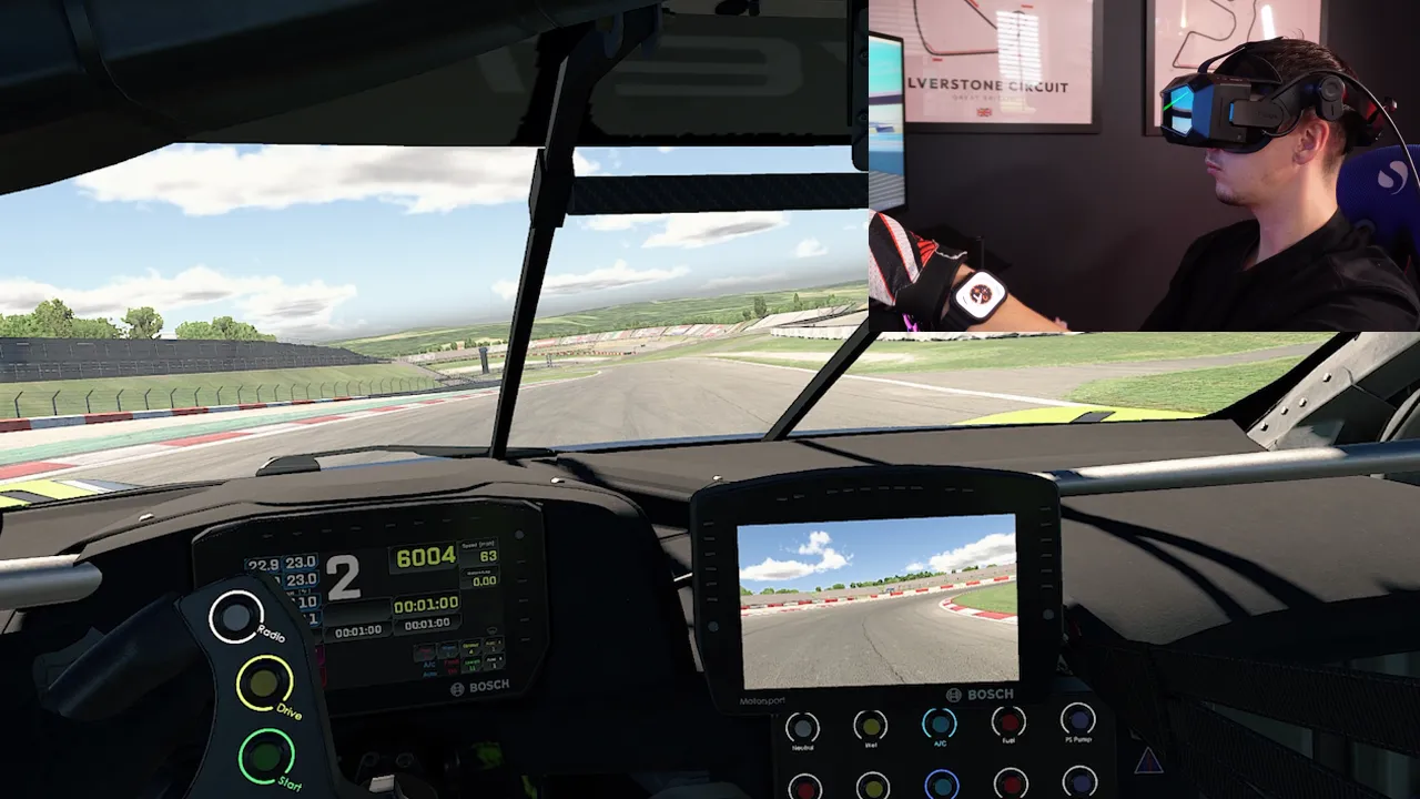 sim racing with virtual reality headset